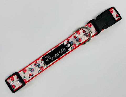 Disney Inspired Minnie Mouse Floral Ribbon Dog Collar